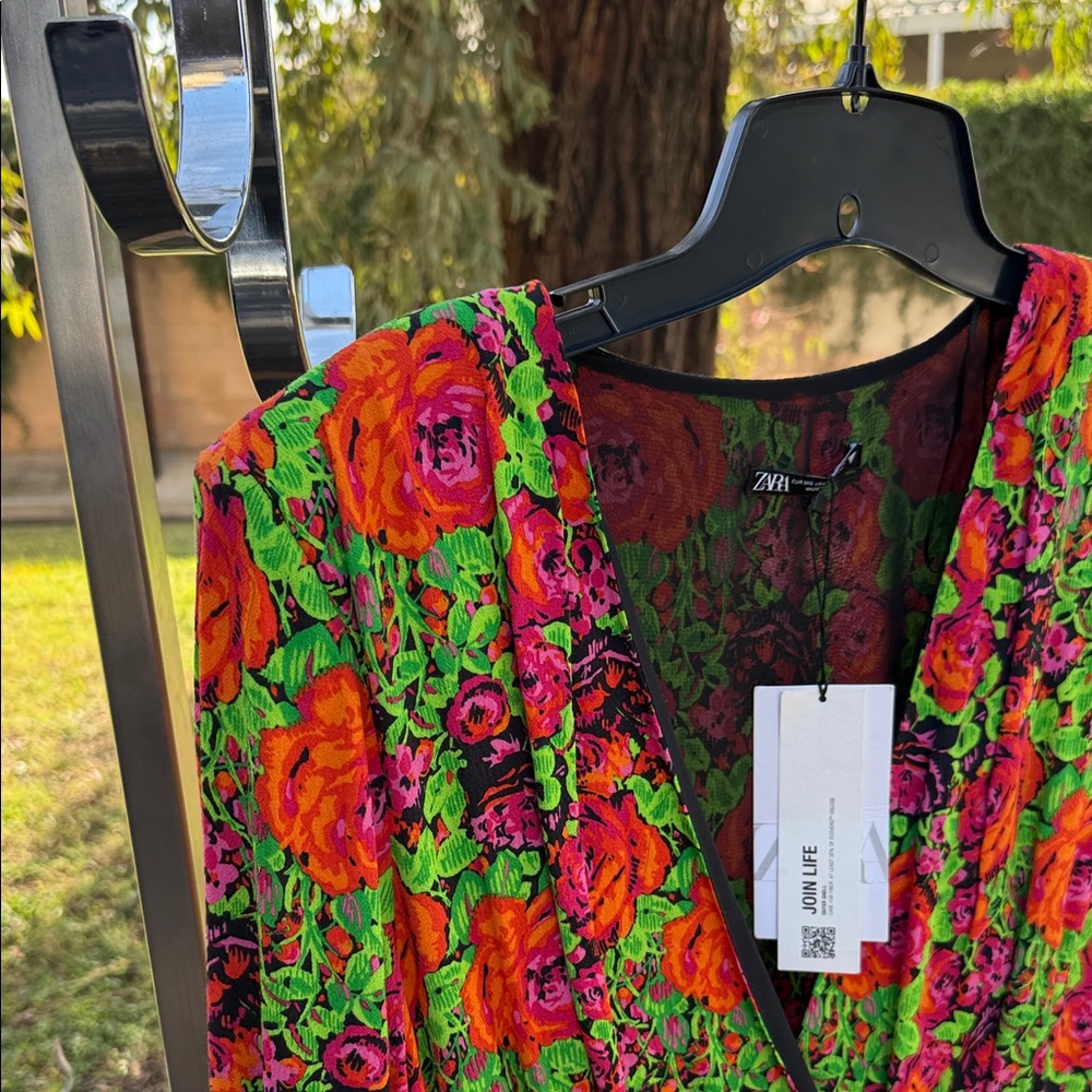 Zara Multicolor Floral Long Sleeve Dress - Picture 5 of 6